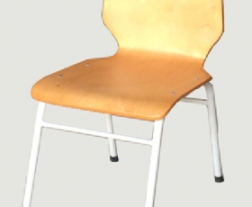  Ghế dựa chân sắt - mặt & tựa bằng ván ép uốn cong